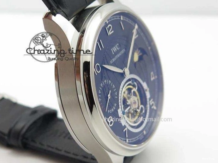 MIROTIME 0419 Portuguese Tourbillon Power Reserve Moonphase SS Black Dial On Black Leather Strap TechFriendly 7321